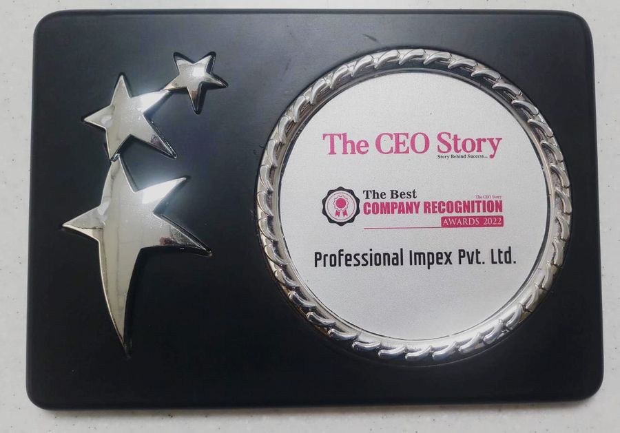 Award or certificate presented to Professional Impex