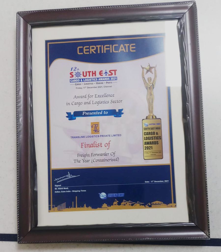 Award or certificate presented to Professional Impex